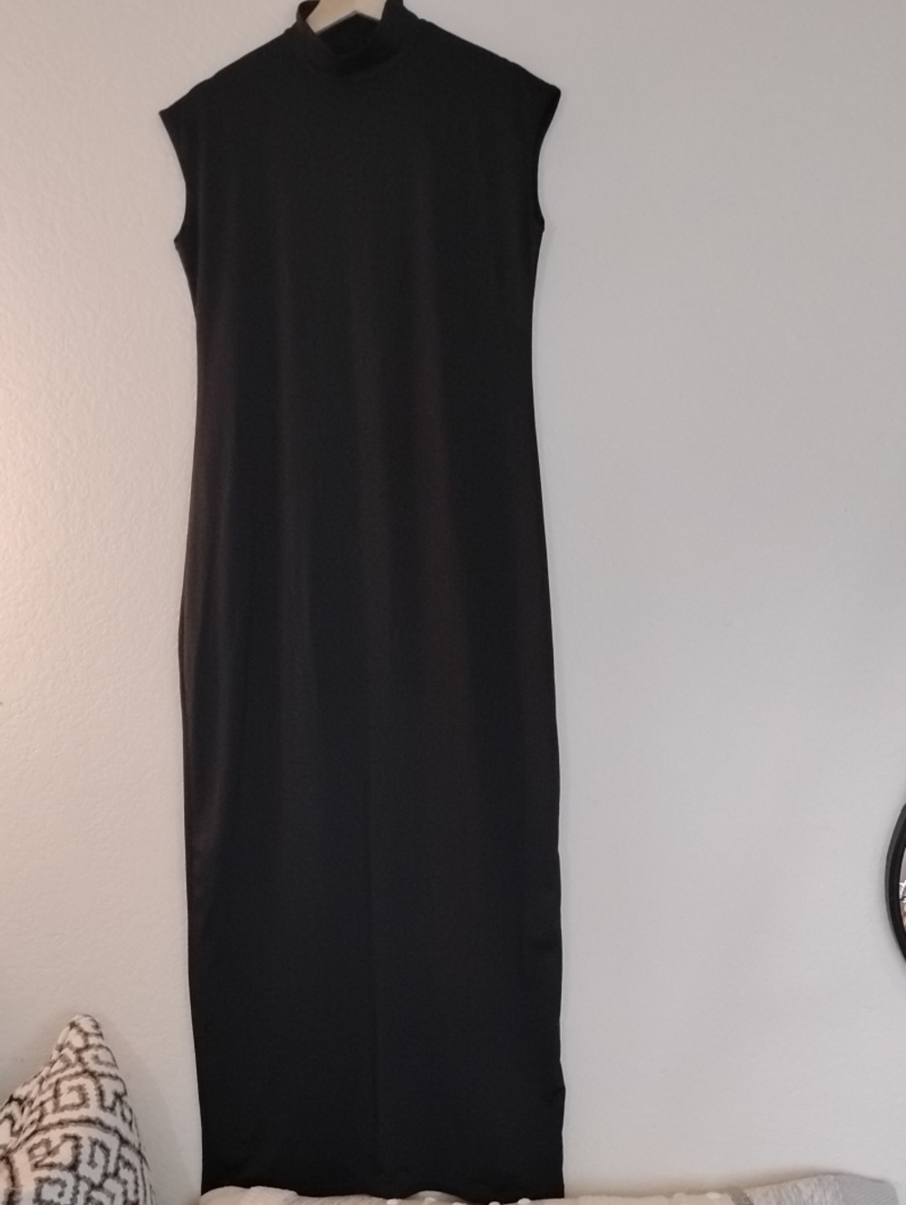 Classic Black Sleeveless Mock-Neck Maxi Dress